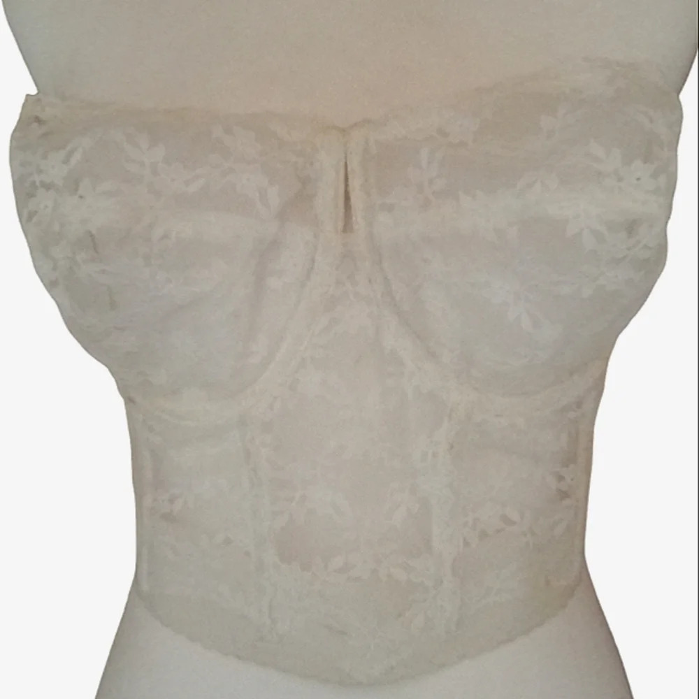 Vintage Young Smoothies Backless White Lace Corset Bustier 100% Nylon 38 D